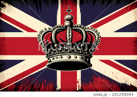UK Royal Crown on Great Britain flag background UK Royal Crown on Great Britain flag background 101299094