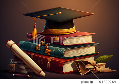 Graduation background with graduation hat 101299284