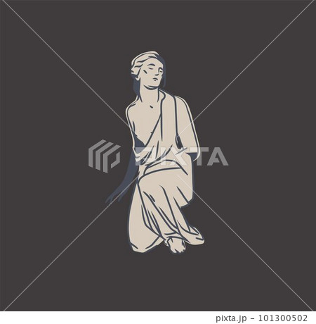 Hand drawn vector abstract outline,graphic,line art greek ancient sculpture statue line art modern drawing.Antique classic statues in trendy bohemian style,outline design concept.Antique statue logo. 101300502