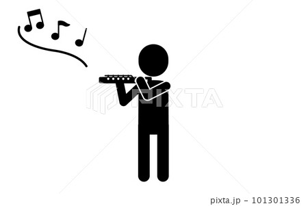 音楽、フルート奏者のシンプルなピクトグラム 101301336