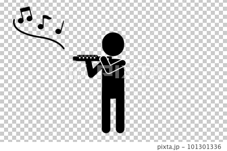 音楽、フルート奏者のシンプルなピクトグラム 101301336
