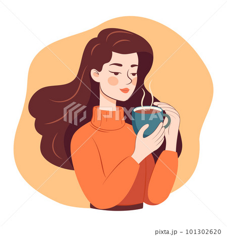 Young beautiful woman holding a cup of tea or coffee Young beautiful woman holding a cup of tea or coffee 101302620