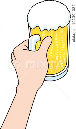 ビールジョッキを持つ手のイラスト ビールジョッキを持つ手のイラスト 101304026