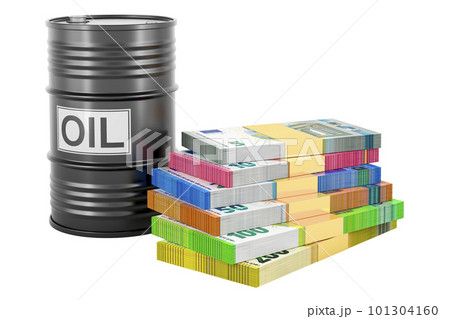 Oil barrel with euro packs, 3D rendering Oil barrel with euro packs, 3D rendering 101304160