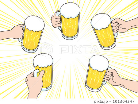 ビールで乾杯するイラスト ビールで乾杯するイラスト 101304247