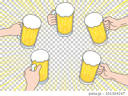 ビールで乾杯するイラスト ビールで乾杯するイラスト 101304247