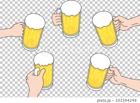 ビールジョッキを持つ手色々 101304249