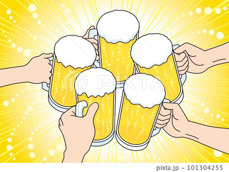 ビールで乾杯するイラスト 101304255