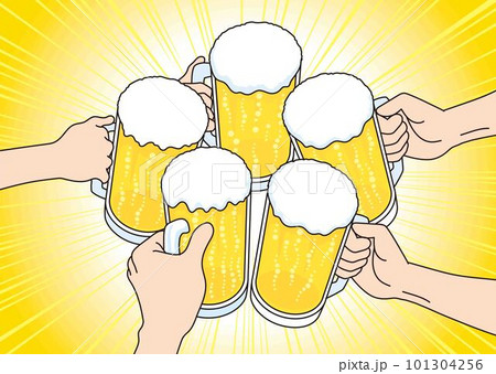 ビールで乾杯するイラスト ビールで乾杯するイラスト 101304256