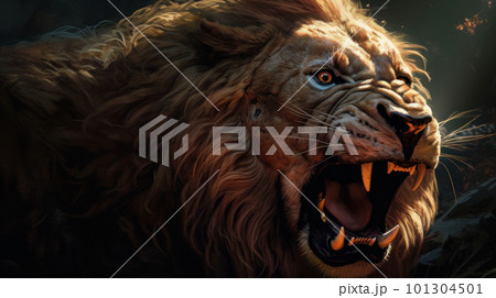 Amazing illustration of a lion head - made with generative AI tools Amazing illustration of a lion head - made with generative AI tools 101304501