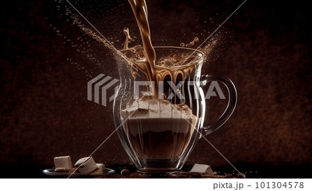 Stylish illustraion of an ice coffee or cappucino - made with generative AI 101304578