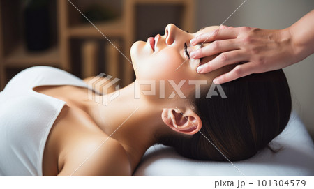Young woman getting a massage - made with generative AI tools 101304579