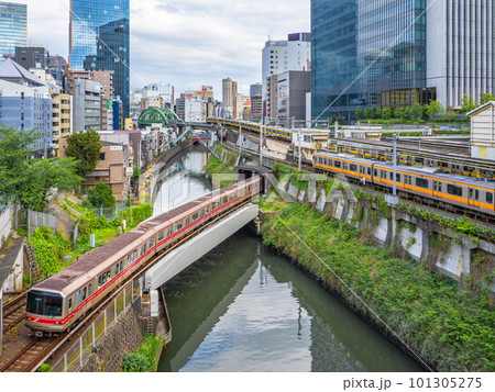 聖橋から見た御茶ノ水あたり 水彩画 　サイズF10 お茶の水駅 聖橋からの眺め - YouTube