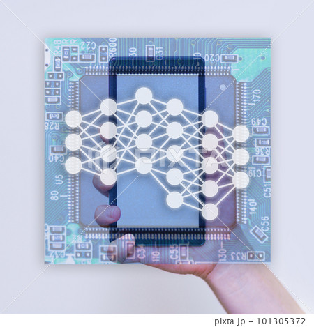 スマホ を通して AI 技術 に アクセス する【 新しい 時代 の テクノロジー の イメージ 】 101305372