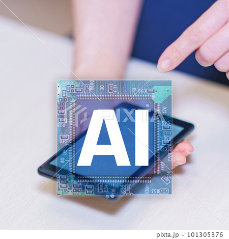 スマホ を通して AI 技術 に アクセス する【 新しい 時代 の テクノロジー の イメージ 】 101305376
