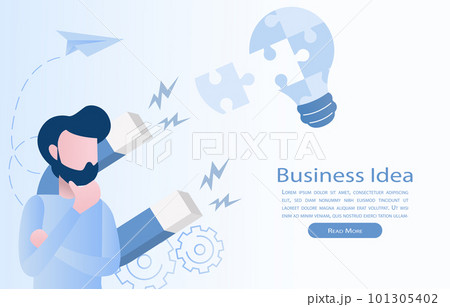 Business idea. Brainstorming analyzing market trend, considering risk and opportunity.  101305402