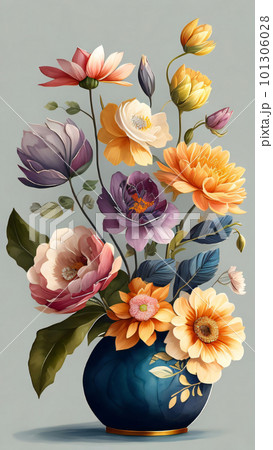 Watercolor Flower with Vase 101306028