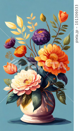 Watercolor Flower with Vase Watercolor Flower with Vase 101306033