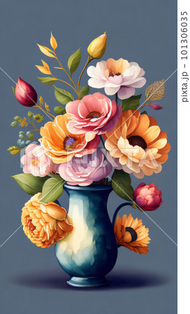 Watercolor Flower with Vase Watercolor Flower with Vase 101306035