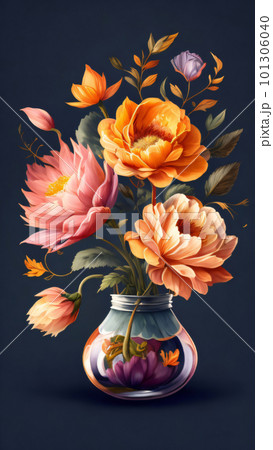Watercolor Flower with Vase Watercolor Flower with Vase 101306040