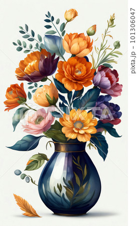 Watercolor Flower with Vase Watercolor Flower with Vase 101306047