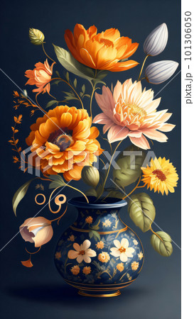 Watercolor Flower with Vase 101306050