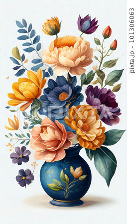 Watercolor Flower with Vase Watercolor Flower with Vase 101306063