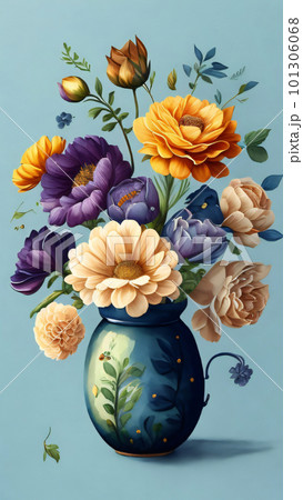Watercolor Flower with Vase 101306068
