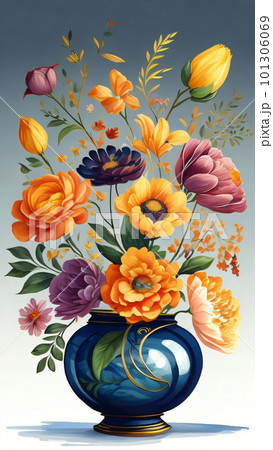 Watercolor Flower with Vase Watercolor Flower with Vase 101306069