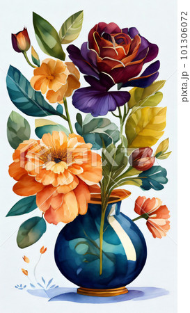 Watercolor Flower with Vase Watercolor Flower with Vase 101306072