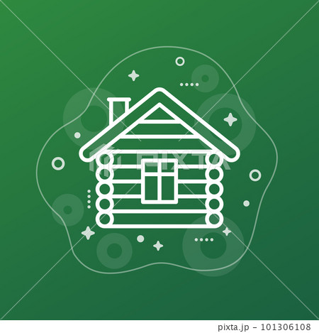 cabin icon, wooden hut line vector 101306108