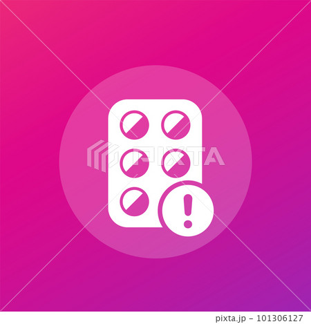 pills warning icon, vector art pills warning icon, vector art 101306127