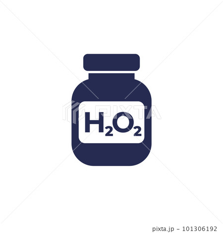 hydrogen peroxide in a bottle icon on white 101306192