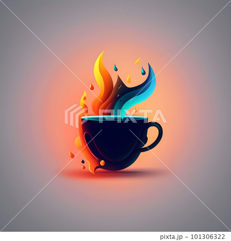 Hot coffee cup minimalistic square illustration 101306322
