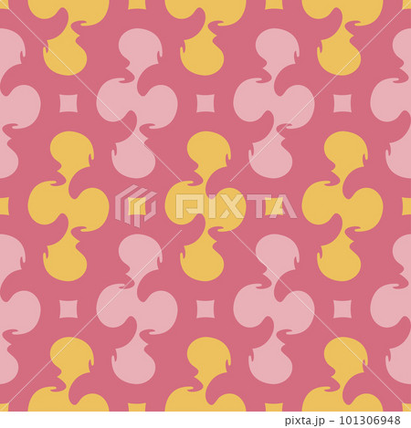 70s Swirls Beige and Pink Wrapping Paper Pattern with Futuristic Memphis Style and Exotic Foliage retro vintage aesthetic Design for wrapping paper, greeting cards, invitations, fashion, textile 101306948