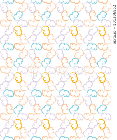 Happy Circle Celebration seamless pattern cheerful fresh design with friendly pale tones inspired by mosaic retro designs includes bright circles colorful ornaments for greetings cards, packaging 101306952