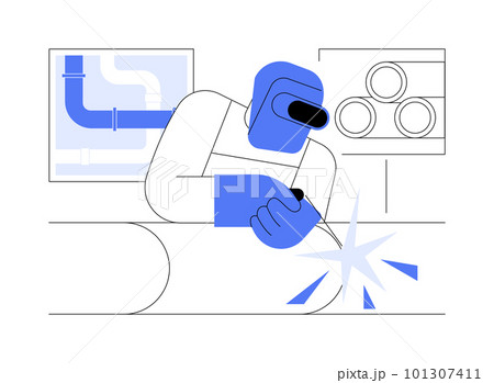 Welding pipes abstract concept vector illustration. 101307411
