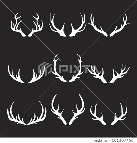 Vector Reindeer Horns, Antlers. Deer Horn Silhouettes. Hand Drawn Deers Horn, Antler Set. Animal Antler Collection. Design Elements of Deer. Wildlife Hunters, Hipster, Christmas and New Year concept Vector Reindeer Horns, Antlers. Deer Horn Silhouettes. Hand Drawn Deers Horn, Antler Set. Animal Antler Collection. Design Elements of Deer. Wildlife Hunters, Hipster, Christmas and New Year concept 101307456