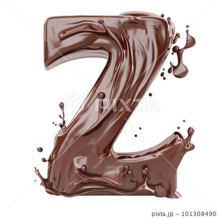 Letter Z made with melting chocolate on white background. Generative AI illustration 101308490