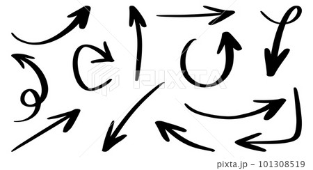Set of Hand drawn vector arrows doodle on white background. design element vector illustration. 101308519