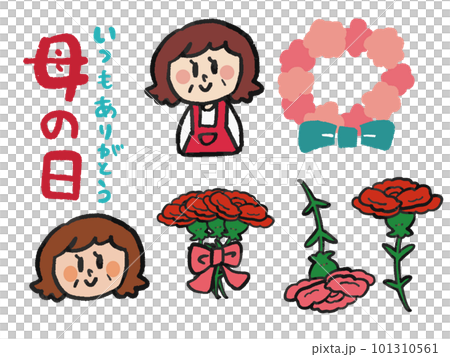 母親節手寫風格插圖集 101310561