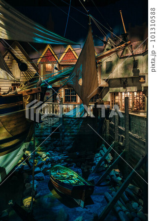 Winnipeg, Manitoba Canada - October 2022: A lifesize model of the ship called Nonsuch that sailed into Hudson Bay  101310588