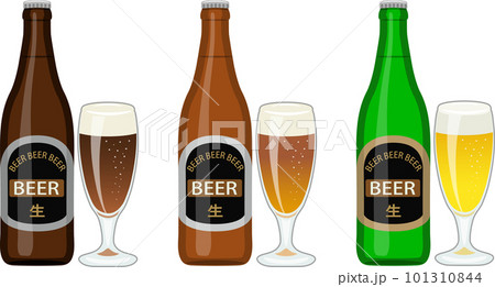 瓶ビールとグラスのセット 101310844