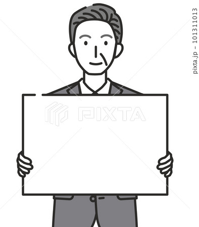 ボードを持つスーツを着た高齢男性 101311013