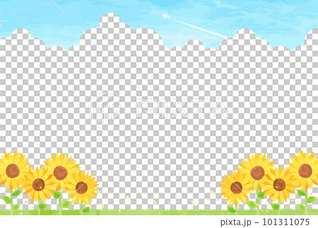 Simple sunflower and blue sky landscape illustration 101311075