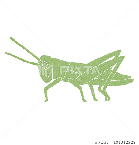 カラーのチョークトーン、シンプルなかわいい横向きバッタ カラーのチョークトーン、シンプルなかわいい横向きバッタ 101312528