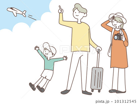 旅行に出かける家族 101312545