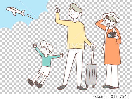 旅行に出かける家族 101312545