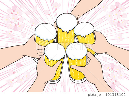 お花見で乾杯する人 101313102