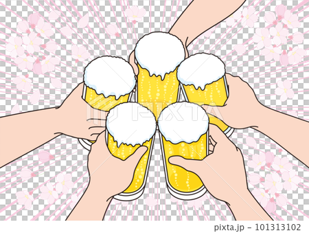 お花見で乾杯する人 101313102